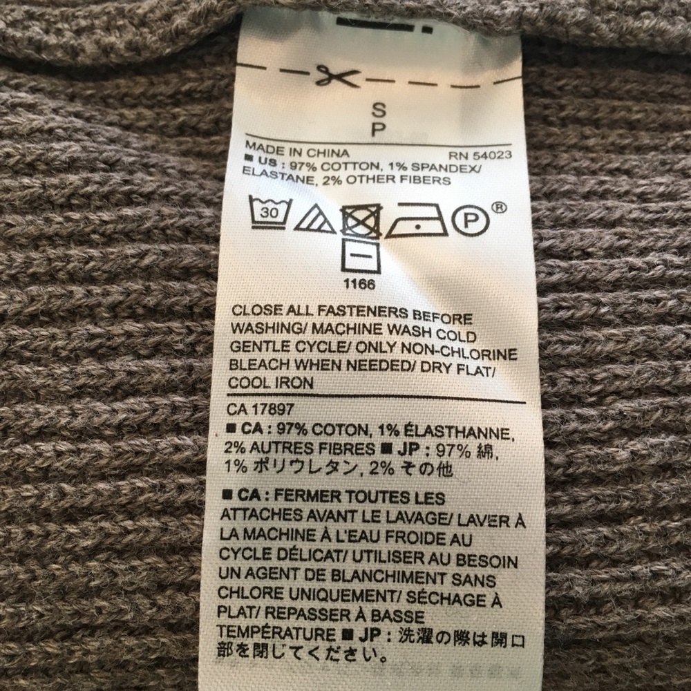 Banana Republic Taupe Cotton Shawl Collar Sweater - Picture 5 of 6